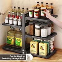 5plus-tiers Verstelbare Metalen Keuken Organizer Plank Vloer Mount Bilaterale Pot Rack Pan Pan Pot Deksel Opbergrek
