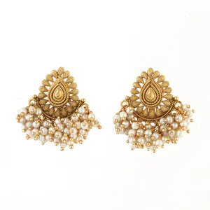 Buy Handmade Export Quality Of Antique Moti Style Tops Earring With Gold Plating 214000 for Womans