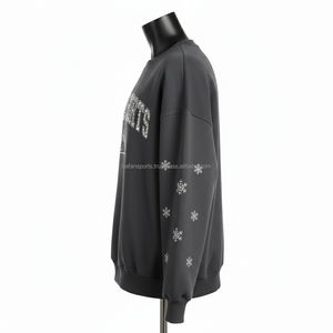 Sweat-shirt oversize pour femme en tissu polaire 320 GSM, chaud pour l'hiver, couleurs unies, imprimé flocon de neige, logo personnalisé, sweat-shirt respirant pour femme - Product Image 3