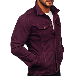 Vente en gros de vêtements décontractés pour la saison automne-hiver Veste en jean oversize pour hommes style de rue manteau boutonné avec logo à l'avant - Product Image 4