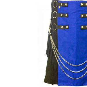 คิลต์กอธิคสีดำและสีฟ้าอเนกประสงค์ไฮบริดแบบโมเดิร์นแบบไฮบริดพร้อมผู้จำหน่ายฮาร์ดแวร์โครเมี่ยม - Product Image 3