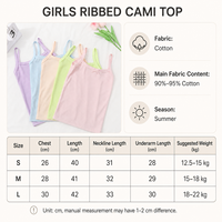 Débardeur côtelé en coton pour filles, bretelles spaghetti, sans manches, sous-vêtement basique d'été pour enfants, doux et respirant, en gros, en stock