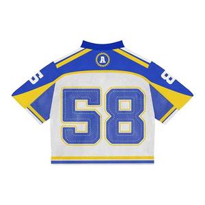 Maillot de football américain personnalisé OEM en maille, streetwear, t-shirt oversize pour fans, broderie sublimée, impression par transfert thermique - Product Image 4