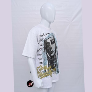 เสื้อยืดสไตล์สตรีทแวร์สำหรับผู้ชายเสื้อยืดผ้าฝ้าย100% ลายกราฟิกโอเวอร์ไซส์ออกแบบโลโก้ได้ตามต้องการ - Product Image 4