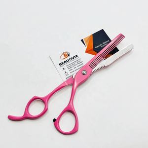 Ciseaux de coiffeur amincissants de haute qualité en acier inoxydable couleur rose enduit cheveux ciseaux de coiffeur avec logo personnalisé et emballage - Product Image 1