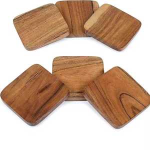 Handcrafted Wooden Coaster Premium Round Set Set of 4 Elegant Wood Coasters Durable Drink Coasters Stylish Drink Mats - Product Image 4