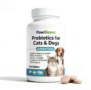 Tabletas masticables de probióticos para mascotas de alta nutrición para el bienestar intestinal, reduce las alergias y apoya la salud de las mascotas - Product Image 1