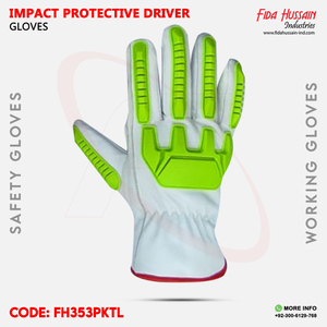 Gants de sécurité pour conducteur à percussion Conception de pouce trapézoïdal avec caoutchouc thermoplastique (TPR) Gants de conduite anti-impact en cuir de chèvre - Product Image 4