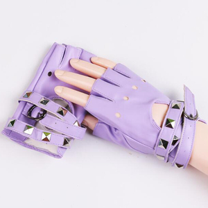 Gants mi-doigts unis en coton/spandex écologiques pour femme, compatibles écran tactile, pour activités de plein air, style punk hip-hop, conduite moto - Product Image 3