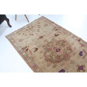 Alfombra Turca Vintage de 3.6x12.3 pies (109x374 cm), Alfombra Marrón Roja Ombré - Product Image 1