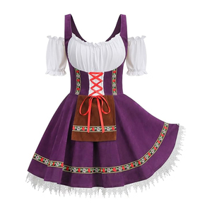 Estilo decente con bordado Vestido de mujer mixto de algodón y poliéster de alta calidad Mejor ajuste Embalaje privado personalizado Mujeres Dirndl - Product Image 1