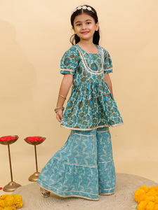 Màu Bạc Hà Thiết Kế Hàng Đầu Sharara Bộ Sưu Tập Cho Cô Gái Trực Tuyến Tốt Nhất Đảng Mặc Sharara Set Cho Trẻ Em Cô Gái - Product Image 2