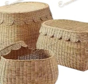 Classic Rustic Elegance New Design Natural Scalloped Rattan <b>Basket</b> Storage Sundries <b>Basket</b> Sustainable <b>Wicker</b> <b>Basket</b> with Lid - Product Image 6