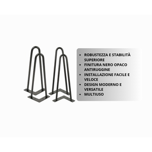 Set of 4 10 mm Matt Black Metal Hairpin <b>Legs</b> for <b>Tables</b> High Resistance up to 400 kg Includes Screws - Product Image 4