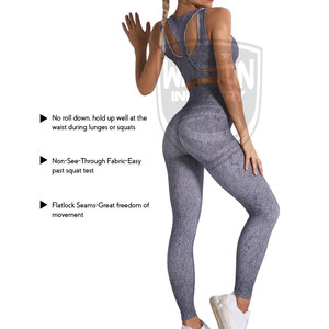 Conjunto de dos piezas de Yoga para gimnasio de la mejor calidad, mallas deportivas con patrón sólido, cierre de cintura elástica, ropa de ejercicio transpirable de alta calidad - Product Image 3