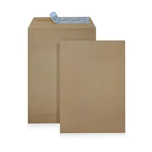 リブ付きクラフトC4封筒9x13インチ、ピールアンドシールホワイトブラウンゴールドカラーオフィスおよび学用品紙封筒