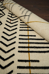Whimsy Unique Handcrafted Modern Boho Wool Rug Geometric Washable Handwoven Plush-Pile Customized Size <b>Square</b> Home Interior - Product Image 2