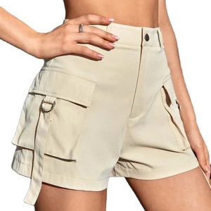 Gran oferta cinturón cintura verano Casual correr tejido liso cargo pantalones cortos polar Cargo bolsillo pantalones cortos mujeres por encargo - Product Image 1