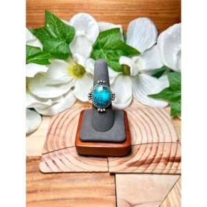 Navajo-<b>Crafted</b> Red Skin Turquoise & Sterling Silver Ring Size 7-Cultural Collectible Jewelry - Product Image 1