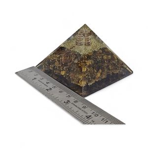 Pyramide d'énergie d'orgone d'agate d'oeil de tigre faite à la main pour la confiance de protection Chakra de cristal équilibrant la méditation de guérison de Reiki - Product Image 1