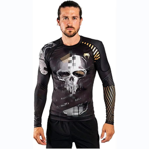 Unisex Compression MMA Rash Guard with Sublimation <b>Printing</b> Custom Logo Plain Pattern Short Sleeve Fabric OEM Design - Product Image 1