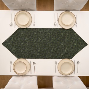 Camino de Mesa de Lino y Algodón con Diseño Floral Verde de Lujo, 40x140cm, Esquinas Triangulares, Tejido, Decoración para Bodas - Product Image 3