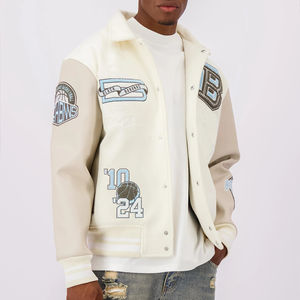 Fabricant de patchs en chenille personnalisés broderie polaire Baseball Homme manches en cuir Letterman hiver veste universitaire en cuir - Product Image 3