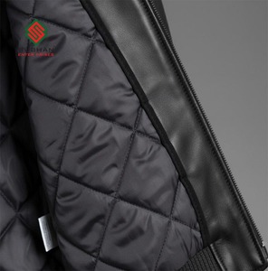 Blouson aviateur en cuir synthétique noir pour homme |   Veste en cuir de mouton faite à la main |   Bomber classique |   Vintage Hiver Décontracté - Product Image 3