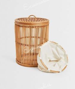 Unique Round Natural Rattan Laundry <b>Basket</b> With Lid Bambo and Rattan Storage <b>Basket</b> <b>for</b> Home Decoration - Product Image 6