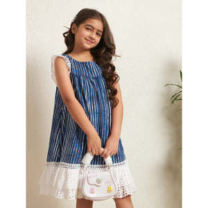 Bugandbees Abito da bambina in cotone a righe senza maniche con finiture in pizzo, lunghezza al ginocchio, casual, estivo, per <span class=keywords><strong>bambini</strong></span> - Product Image 6