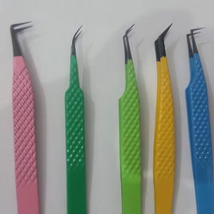 Pince à épiler professionnelle en acier inoxydable de marque privée avec pointe en fibre de diamant rose en forme de L à 45 degrés pour le volume - Product Image 2