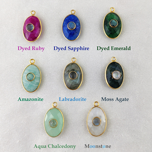 Pierre de lune arc-en-ciel taille 14x10mm, ensemble de lunette en argent Sterling 925, pendentif Double pierre, pendentifs en argent, cristaux naturels - Product Image 2