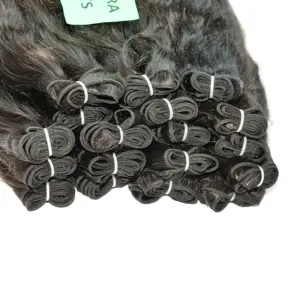 100% Natuurlijke Ruwe Goedkope Verkoper Maagdelijke Zijdeachtige Bundels Golvende Zwarte Kleur Indiase Tempel Human Hair Extensions