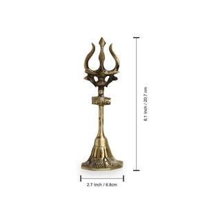Handmade Golden Brass Holy <b>Shiva</b> Trishul With Handle Sculptures Figurine <b>Statue</b> Statement Pieces Decor Gift Items - Product Image 4