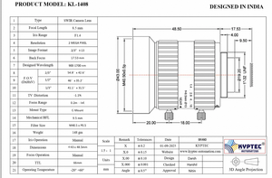 เลนส์กล้อง SWIR ขนาด 8.5 มม. ความละเอียด 2 ล้านพิกเซล รูปแบบ 2x3 นิ้ว สำหรับการถ่ายภาพทางอุตสาหกรรมและระบบวิชันซิสเต็ม - Product Image 5