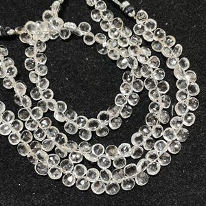 Blanco 6MM Cristal Cuarzo Facetado Corazón Forma Briolette Cuentas Calibradas Piedra Preciosa para Suministros de Joyería - Product Image 4