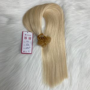 ผมต่อของมนุษย์ชาวยุโรปและบราซิลเป็นลอนหยิกเคราตินปลายแบนสีบลอนด์60C - Product Image 5