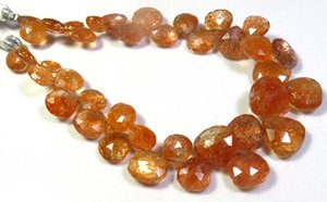 ลูกปัดซันสโตนสีส้มธรรมชาติ ขนาด 7-12.5 มม. ลูกปัดทรงหยดน้ำเจียระไน สำหรับทำเครื่องประดับ ความยาว 8 นิ้ว - Product Image 2