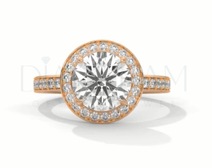 Luxueuse bague de fiançailles en diamant Leb Original en argent sterling 925 pour femmes pierres Halo avec diamant taille ronde - Product Image 3