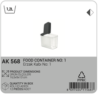 Afossa Contenant alimentaire rectangulaire moderne en plastique PP de 1,2 L avec couvercle hermétique à clapet pour stockage à sec, céréales et collations, avec bec verseur facile