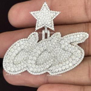 925 plata esterlina Iced Out VVS Moissanite colgante personalizado, Iced Out VVS Moissanite colgante Unisex VVS Moissanite letra colgante - Product Image 2