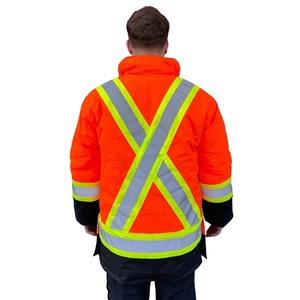 Men's High Visibility Safety <b>Jacket</b> <b>Hi</b> <b>Vis</b> Reflective Workwear Construction <b>Waterproof</b> Windproof Industrial Canvas Stand Front - Product Image 4