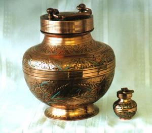 Urna con mango de cremación grabada antigua azul cielo, urna para adultos de alta calidad para cenizas humanas, urna de Metal para adultos de alta calidad - Product Image 3