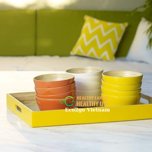 Ensaladera redonda de bambú 100% natural, cuenco de madera de amboo, cuenco de ensalada de Bambú - Product Image 3