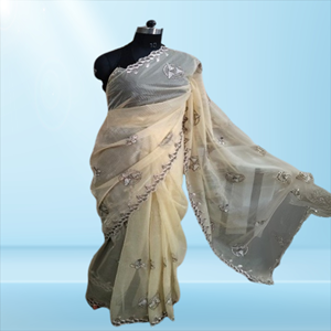 Ropa elegante de Sari de seda indio tradicional intrincado bordado con diseños intrincados - Product Image 5