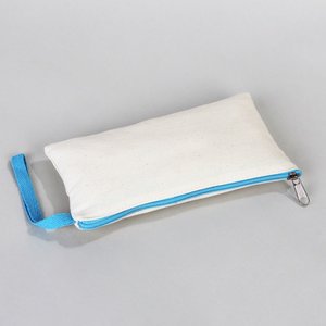 Turquoise Zippered Cotton Pouch 8x4 Portable Fabric Pencil <b>Case</b> - Product Image 3