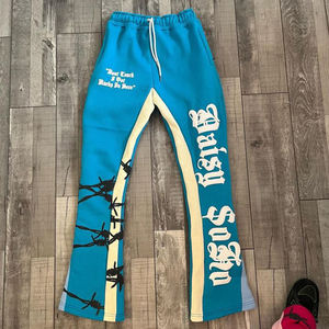 Joggers Flare Stacked Sweat Pantalones Custom Puff Print Flare Pants Streetwear 100% Cotton French Terry Stacked Sweatpants 2025 - Product Image 1