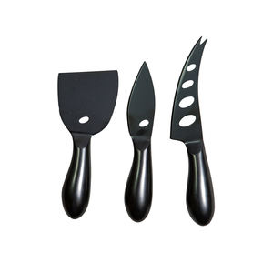 Juego de rebanadores de queso chapados en mate y Negro moderno, diseño de mango grueso único, cuchillo de acero inoxidable para el hogar para bodas para volver a la escuela - Product Image 1