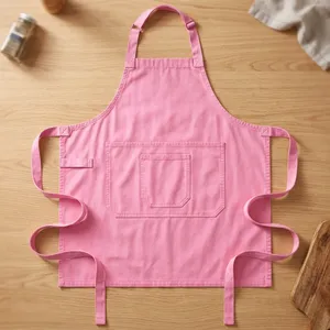 Delantal sin mangas de lona verde estilo sencillo con bolsillos, resistente al agua, lavable a máquina para cocinar y uso diario - Product Image 2
