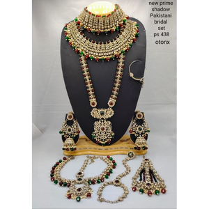 Conjunto de Collar y Aretes de Novia Étnicos de Alta Calidad Chapados en Oro, Diseño Moderno, Hechos a Mano, para Fiesta - Product Image 1